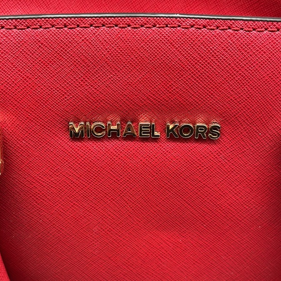 Michael Kors Red Crossbody Bag with Gold Accents - Picture 3 of 13